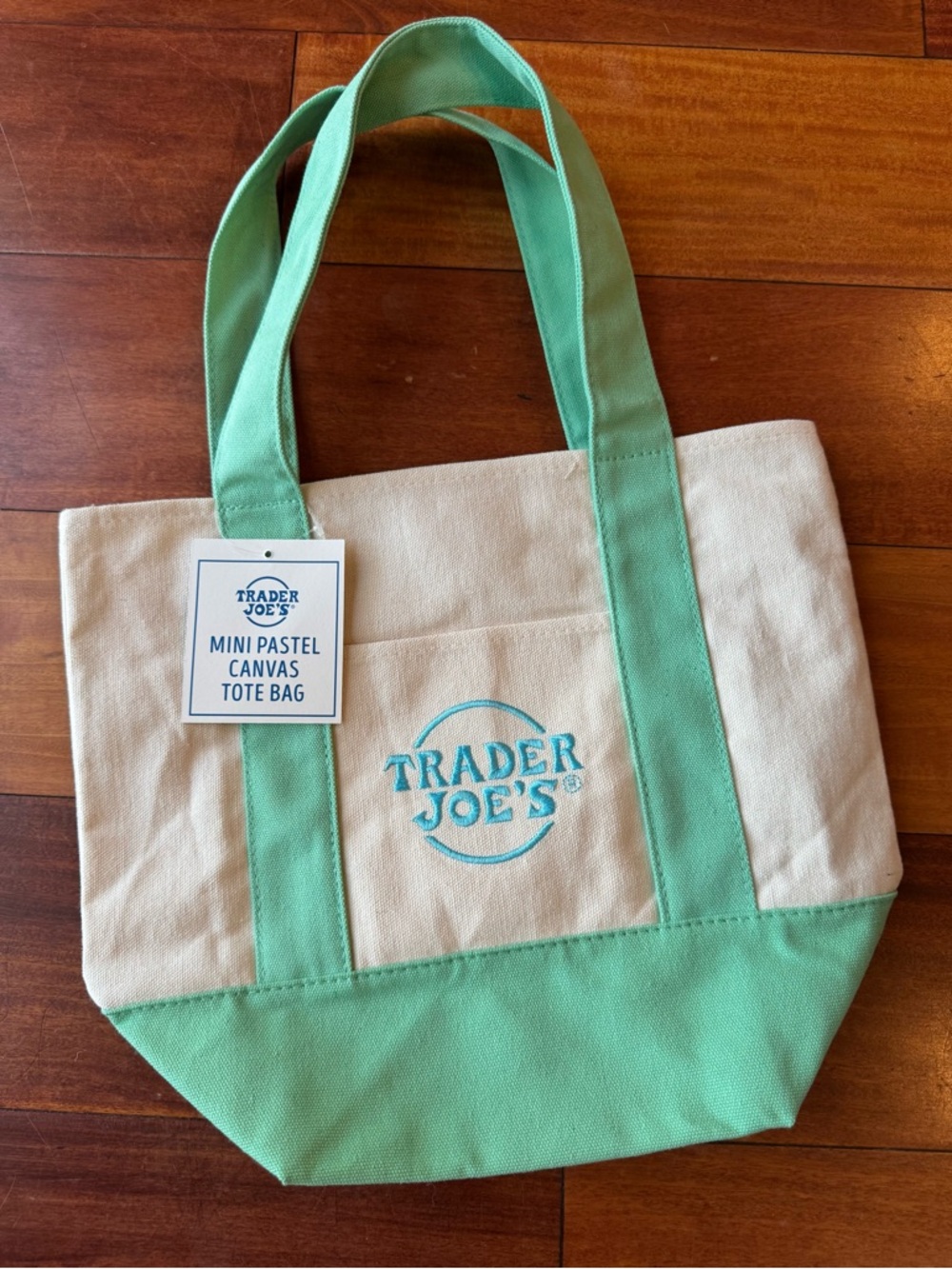 Trader Joe's Limited Edition Pastel Mint Canvas Tote Bag New